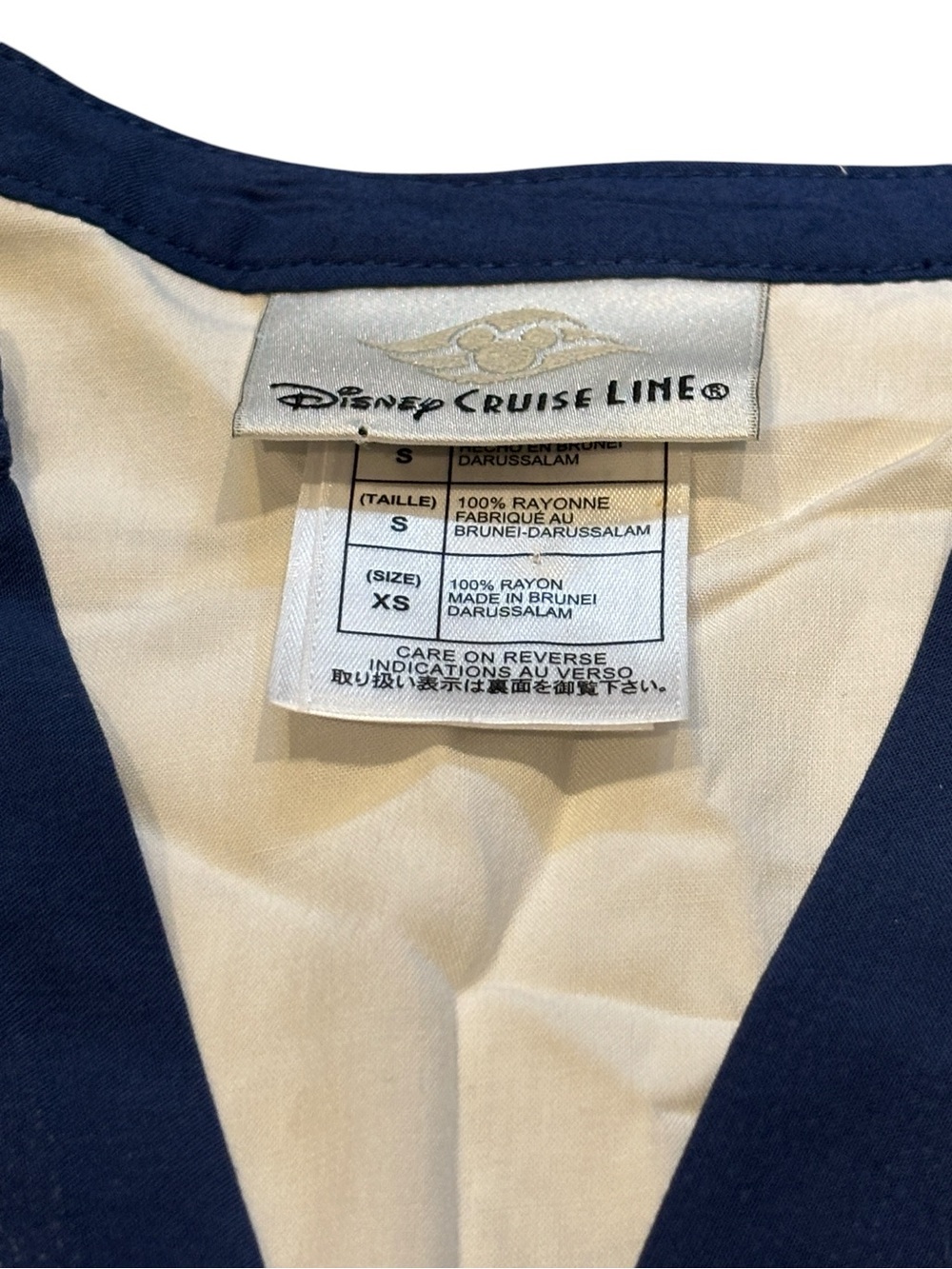 Disney Cruise Line Castaway Cay Dress XS White Navy Sleeveless Lined Resort - Picture 3 of 7